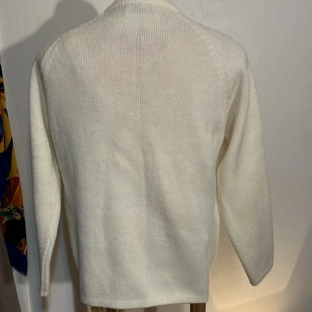 1960’s 1950’s cardigan Kimlow like new white cream plaid sweater M
